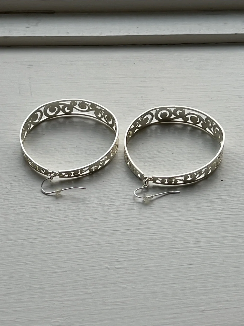 Silver Filigree Hoop Earrings - Women Jewelry
